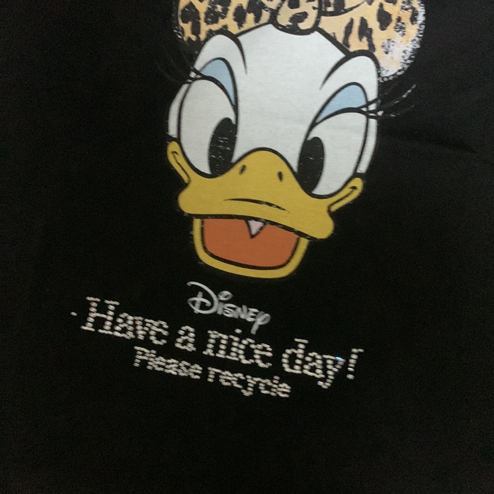 Ganni Black Tee with Daisy Duck and Leopard Bow - Picture 2 of 7